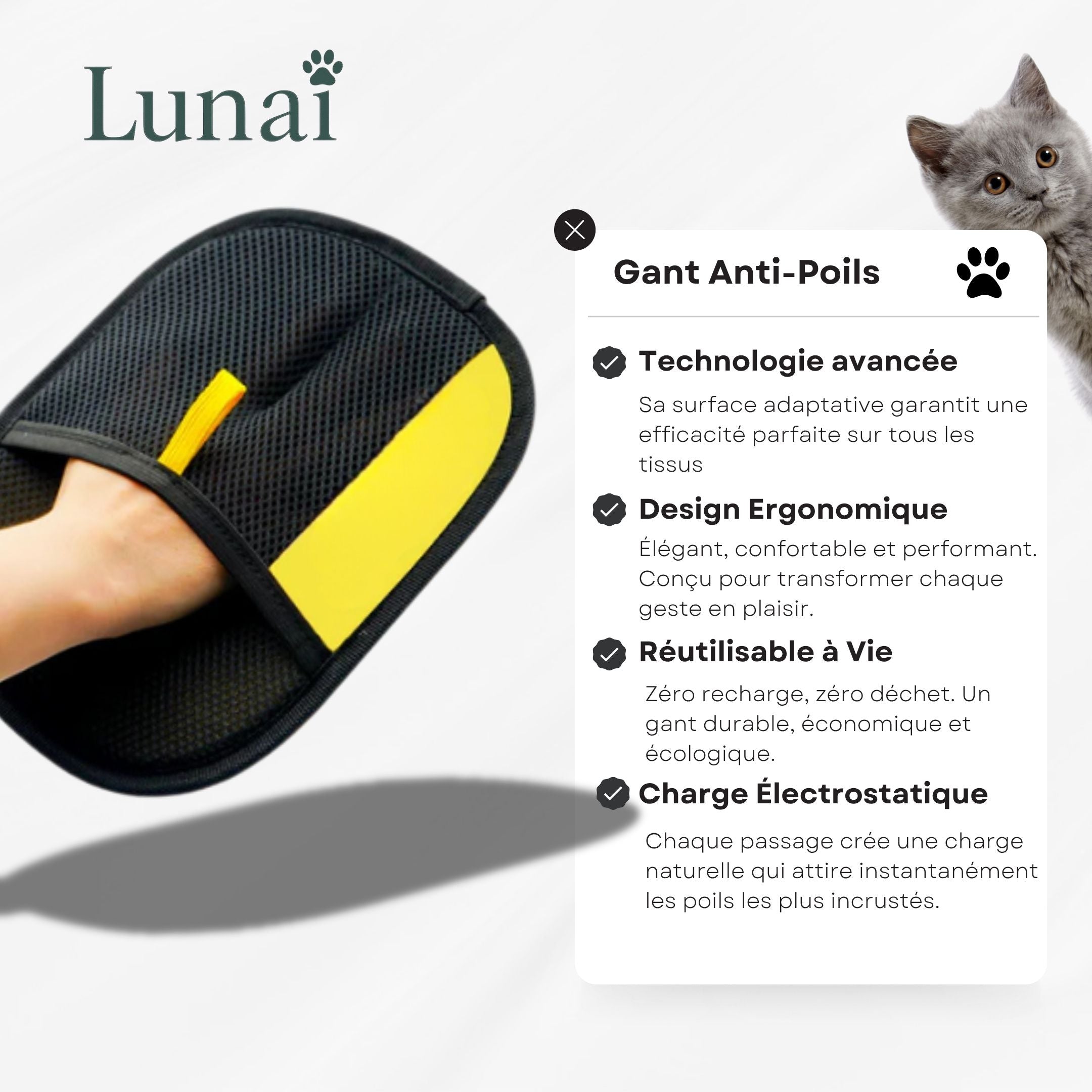 Lunaï — Gant Anti-Poils V2 • Nouvelle Génération, Efficacité Boostée